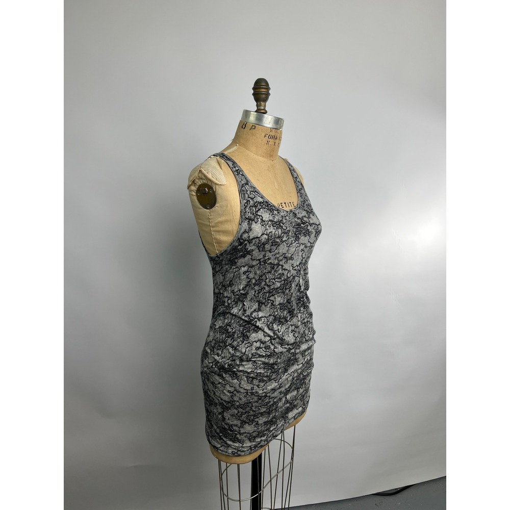 Under.ligne Doo.Ri Womens XS Grey Black Abstract Print Rayon Ruched Mini Dress - Picture 3 of 7